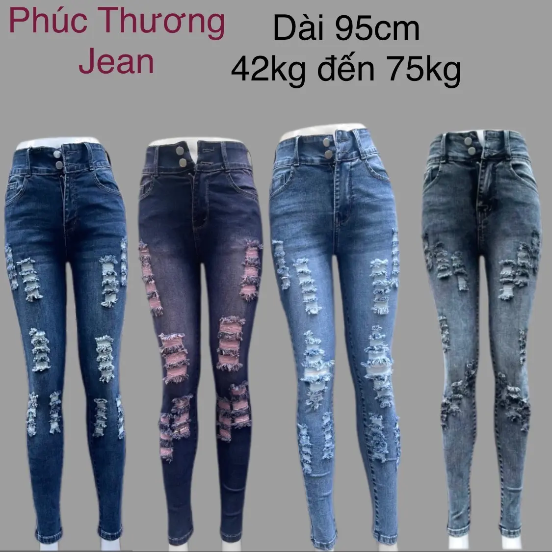 D1 Quần jean nữ 2-3 nút cotton rách ,ôm gọn từ 40kg đến 72kg, nhiều màu,dành cho nữ, giãn thoải mái, mềm mịn Pants Denim Women quần  jean Kem Lịch