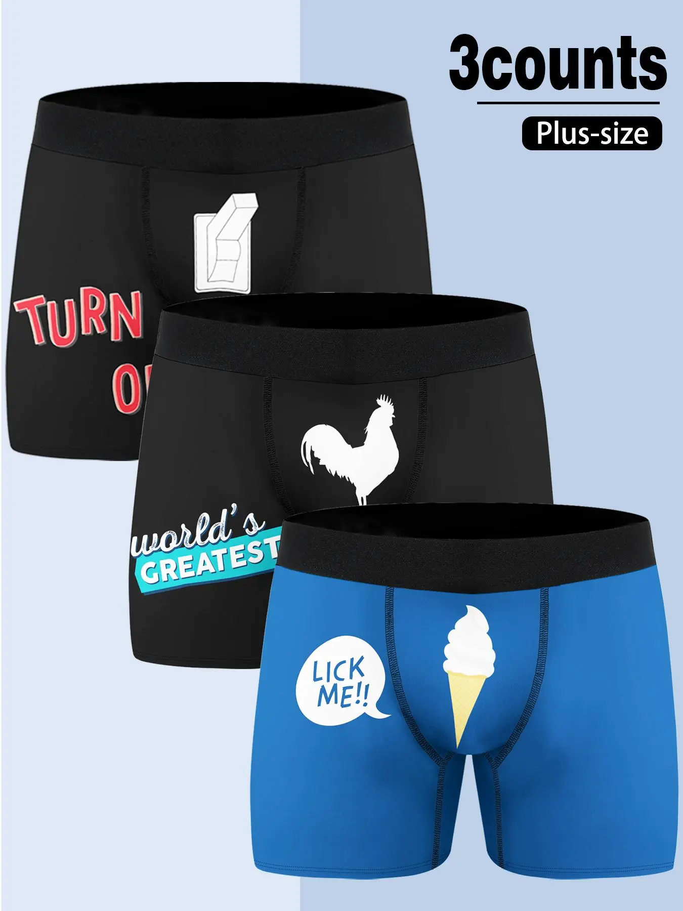Plus Size Men's Boxer Brief, Casual Comfy Breathable Elastic Waist Underwear for Daily Wear, Plus Size Underwear for All Seasons