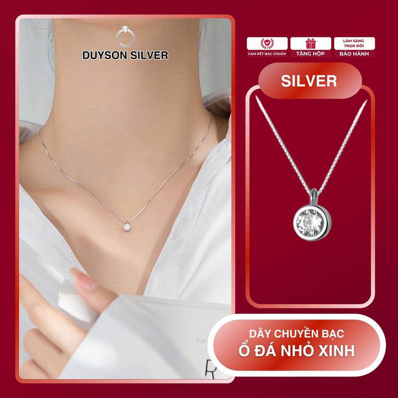 Dây chuyền bạc 925 mặt đá ổ tròn đơn giản, vòng cổ bạc 925 cá tính DUYSON SILVER [DCKX11]