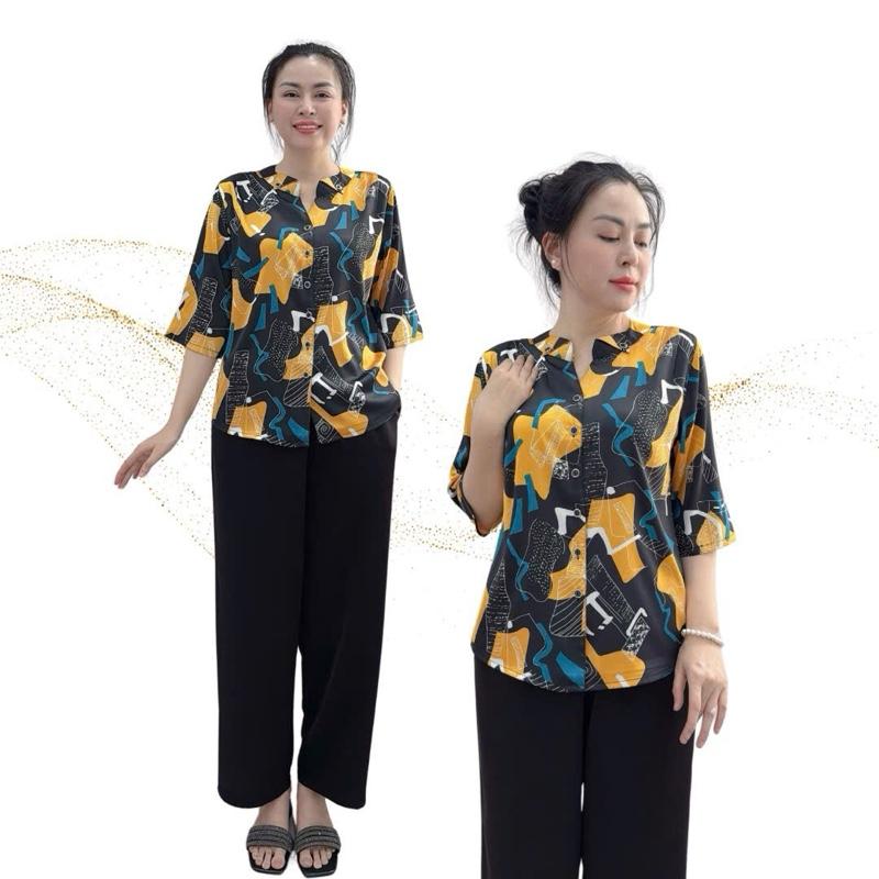 Y21 Đồ Bộ Trung Niên Lụa latin tay lở quần dài , dễ mặc, sang trọng thanh lịch ,phối nhiều màu tôn da , phù hợp ở nhà hay đi chơi đi tiệc