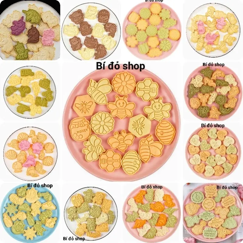 Album Bộ khuôn nhấn bánh quy bánh qui bánh cutter cookies 3D bằng nhựa - BÍ ĐỎ SHOP dụng cụ làm bánh