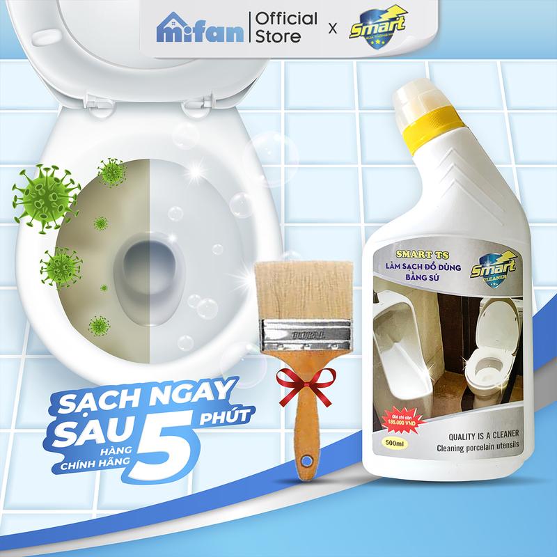  Nước Tẩy Rửa Làm Trắng Đồ Dùng Bằng Sứ SMART Ts - Vệ Sinh Bồn Cầu Bồn Tắm Lavabo - Sạch Ngay Sau 5 Phút 