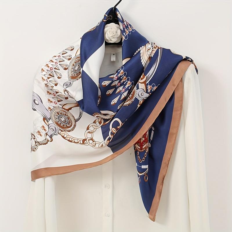 Product Introduction of Elegant Pink & White Paisley Silk Scarf  35.4" Square Satin Shawl with Vibrant Floral Patterns, Breathable & Decorative for Casual Outings, Decorative Scarf | Borders | Woven Texture 19
