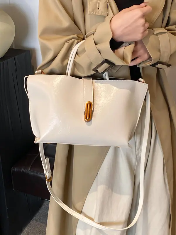 Women's Elegant Solid Color Handbag, Fashionable Crossbody Bag for Daily Used, Casual Trendy Versatile High-quality Daily Commuting Bag Textured Handbag 8