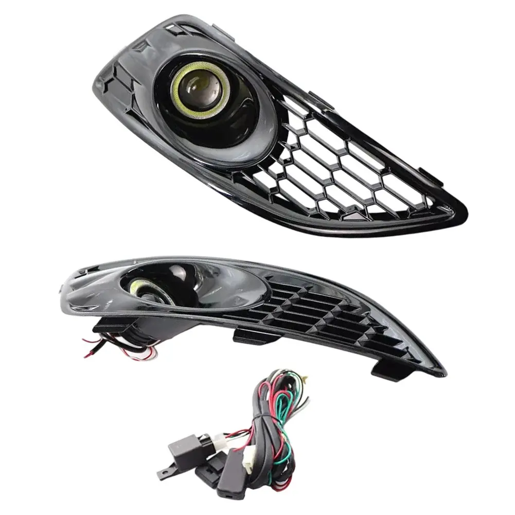 Pair For Ford Fiesta 13-16 Front Bumper Fog Lamp Light Grilles Cover Bezel Set