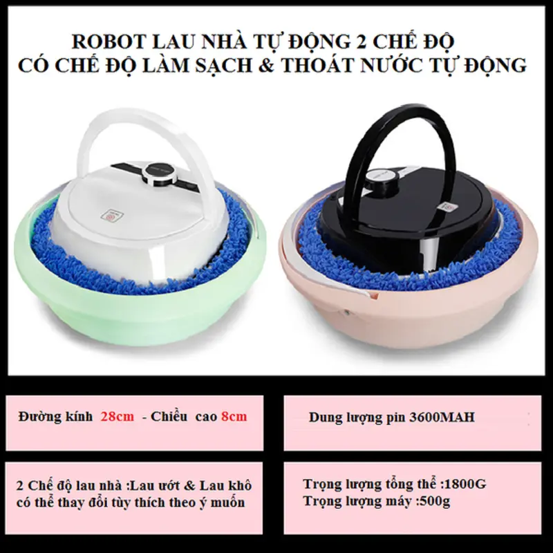 Robot lau nhà tự giặt với hai chế độ lau khô và ướt tích hợp chậu tự động MODEL 027 4