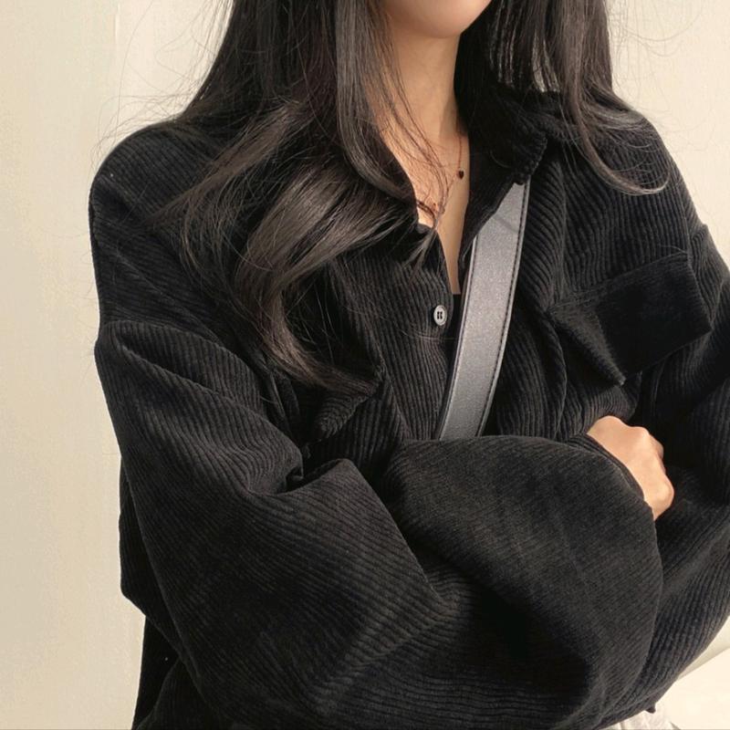 M FESYEN | JEYA JAKET WANITA KEKINIAN KOREAN STYLE | KEMEJA WANITA CROP TOP LENGAN PANJANG | OUTFIT WANITA KEKINIAN | OOTD KOREAN STYLE | OUTER WANITA | JAKET CORDUROY | JAKET OVERSIZE 3