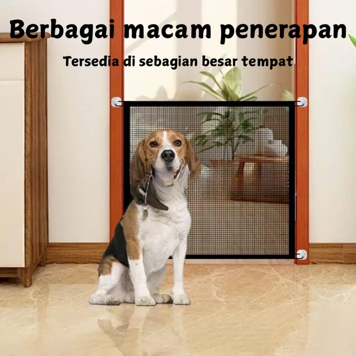 Jaring Penghalang Kucing & Anjing 180CM, Sistem Tarik Ulur, Pagar Hewan Portable Magic Gate, Isolasi Jaring Tembus Pandang, Perlindungan di Pintu, Jendela, dan Balkon, Mudah Dipasang