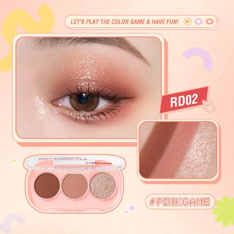 (BUNDLE) PINKFLASH Eye Makeup Set 3 Shades Eyeshadow Palette Maskara Eye Makeup Set 6