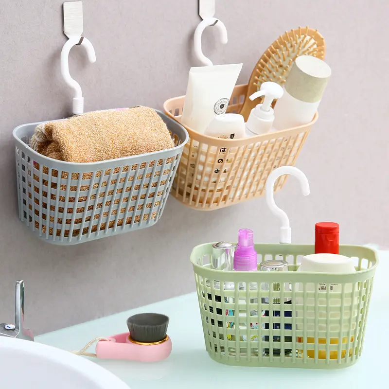 Plastic storage bathroom rotatable hanging basket, shower basket, toiletries kitchen storage frame, drainage hanging basket Organiser Hangable