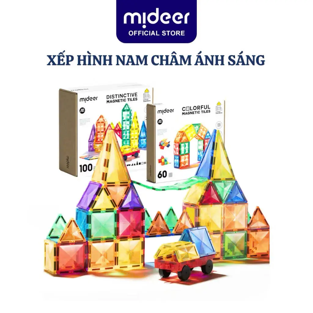Xếp Hình Nam Châm Ánh Sáng Colorful Magnetic Tiles Mideer