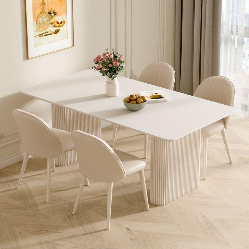 Slate Dining Table and Chair Set Modern Simple Rectangular Small Apartment Cream Style Home Dining Table and Chairs 8
