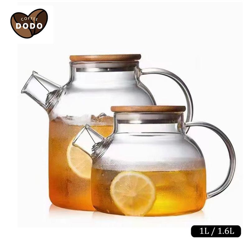  Bình trà thuỷ tinh chịu nhiệt có lõi lọc inox 1L 1.6L Ấm pha trà thuỷ tinh Có thể sưởi ấm bằng bếp gas Glass Teapot DODO 