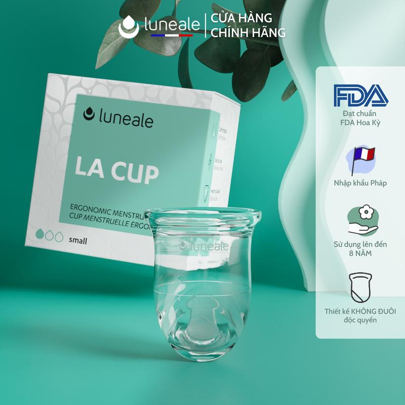 Cốc nguyệt san La Cup Luneale không đuôi Nhập khẩu từ Pháp 3 Size S/ M/ L chất liệu silicon Y tế kháng khuẩn bạch kim cho nữ