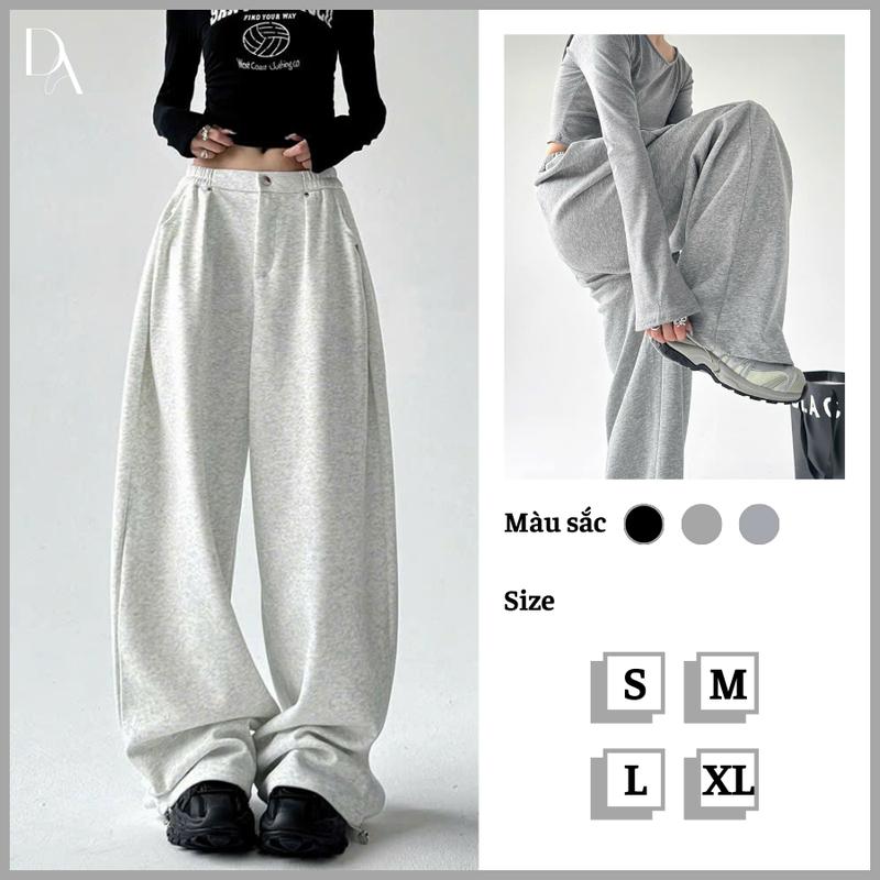 Quần Jogger Nữ Ống Rộng Cạp khóa Quần Ống Rộng Chất Nỉ Ép Mịn Dày Dặn Form 2024