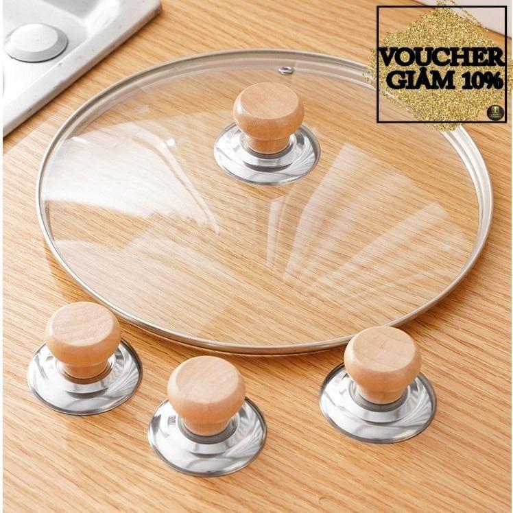 Nắp vung kính thuỷ tinh cho nồi và chảo size 20cm-24cm-26cm-28cm-30cm - tay nắm gỗ chống thấm nước và mối mọt