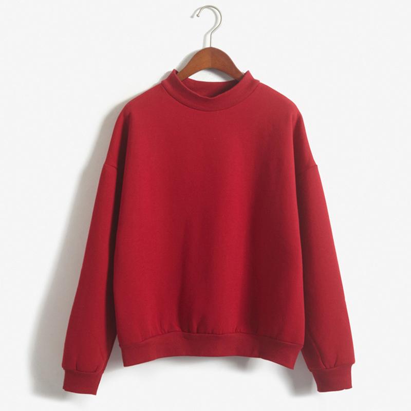 Product Introduction of Korean solid color fleece hoodie women's autumn and winter new baseball jacket student coat small high neck loose thick hoodie 20