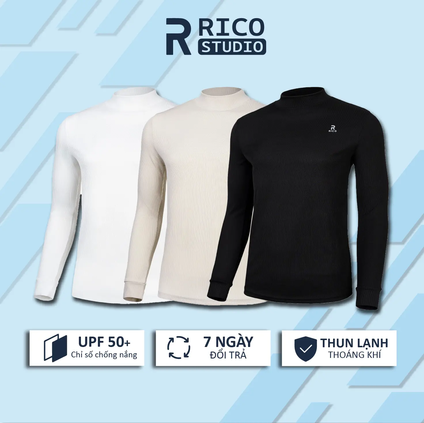 Áo giữ nhiệt LEN TĂM cổ 5 phân Rico - M16