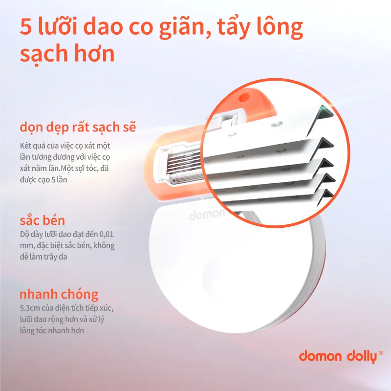 Domon dolly dao cạo lông cho phụ nữ - Xóa bỏ lông nách, chân, tay mà không để lại vết thâm, tích hợp thanh dưỡng ẩm 8