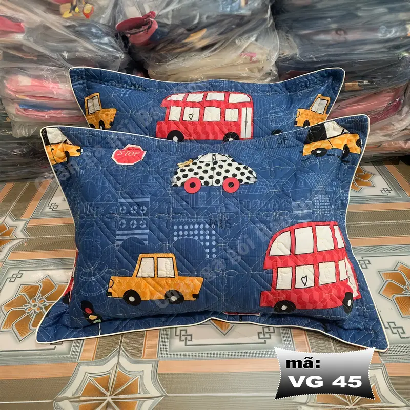 Vỏ gối trần bông dày dặn Bảo Đức Bedding 45x65cm mẫu 2 trần ếch xanh 4