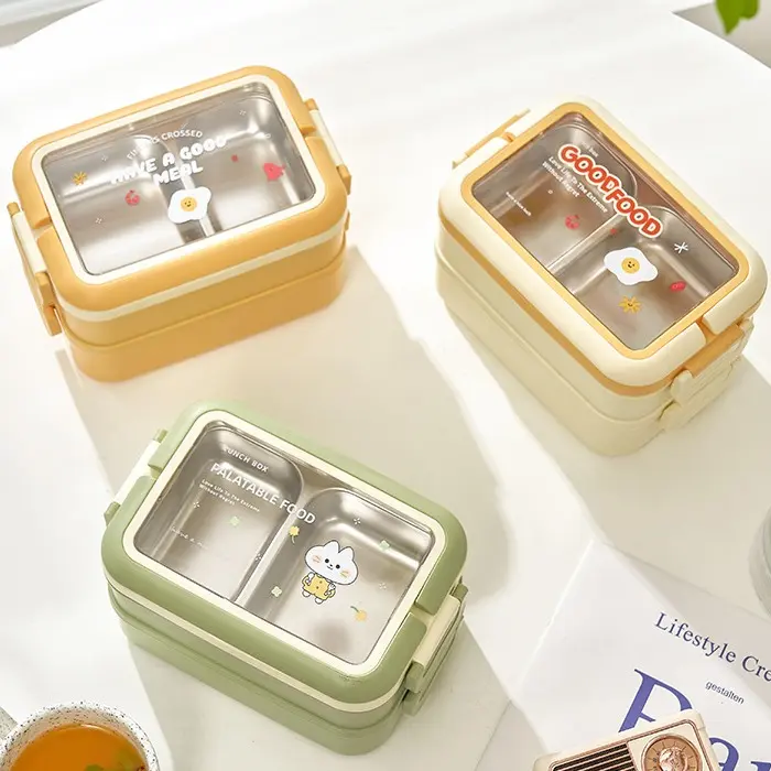 Hộp cơm inox 2 tầng giữ nhiệt tông màu xinh xắn CICI HCGOOD20