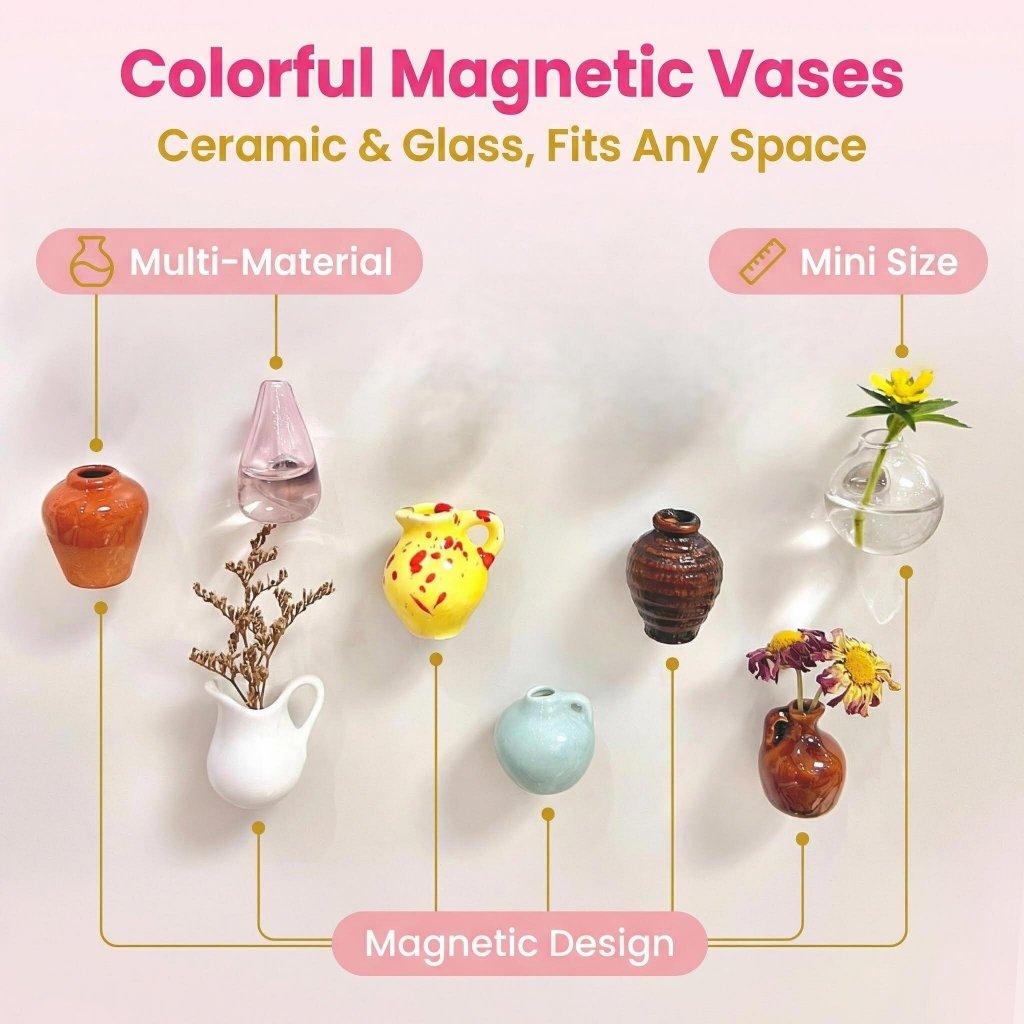 Magnet kulkas vas keramik lucu gaya Ins set dekorasi tanaman kreatif personalisasi 3D magnet mini