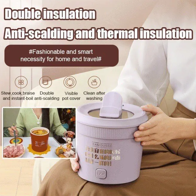 Ca nấu mì cô đơn, nồi lẩu cô đơn có khay đỡ điện thoại, cho gia đình 1-2 người, đa năng có thể làm nồi lẩu, nồi kho, nồi chiên xào 4