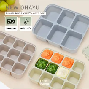 NEW OHAYU - Cetakan Wadah MPASI/Kaldu/Es Batu BPA FREE Sekat Food Prep Nasi Lauk Porsian  Silicone Tahan Panas Dingin