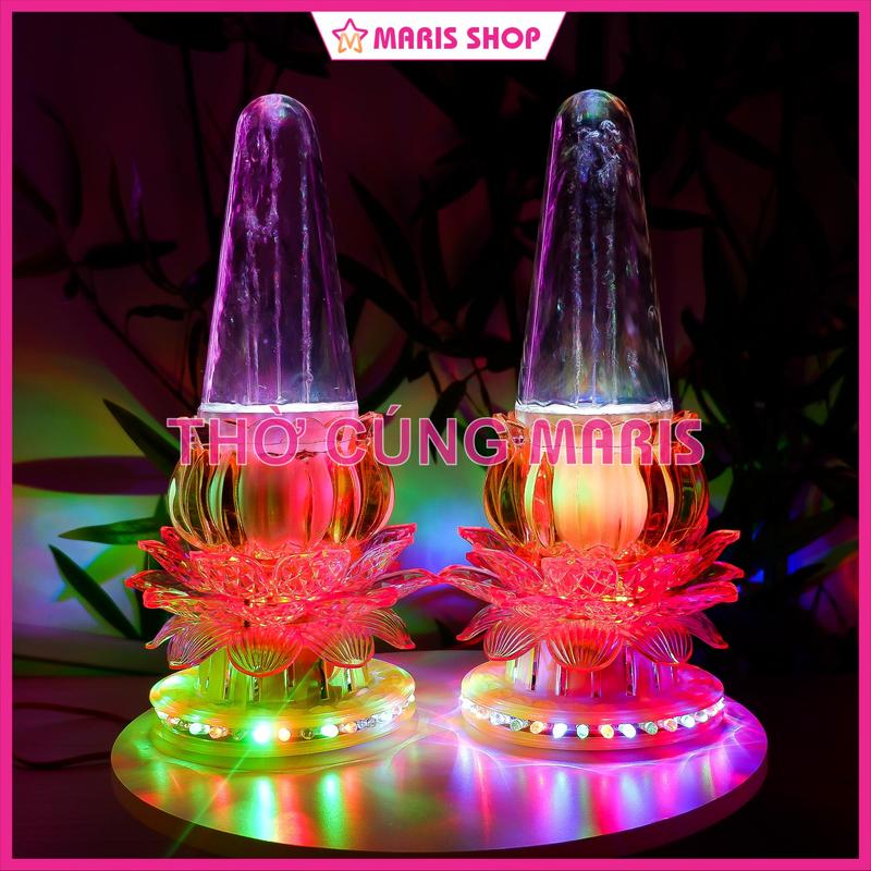 Đèn thờ hoa sen phun nước để bàn thờ Phật, Ông Bà Gia Tiên, Tài Địa