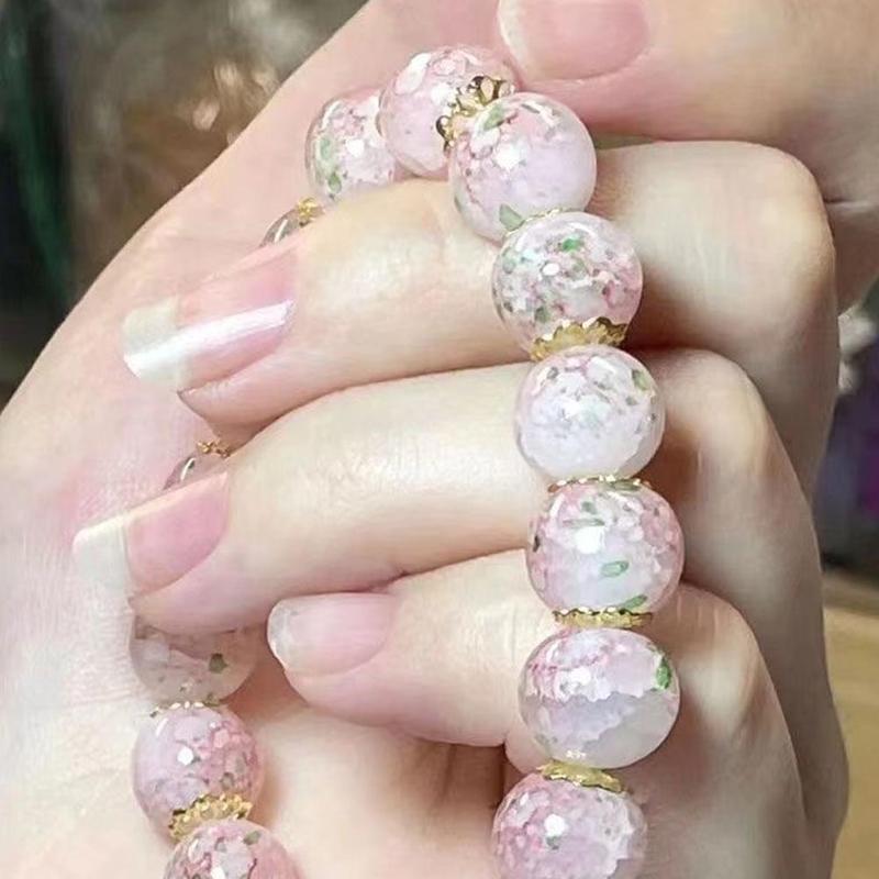 Product Introduction of Cherry Blossom Glass Beaded Bracelet Elegant Flower Bracelet For Women Fashion Accessories Gifts 23
