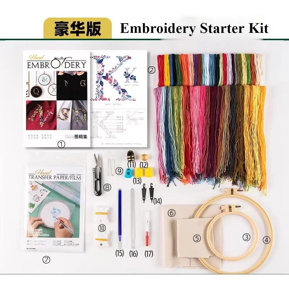 ชุดปักตัวอักษร, ครบชุด, รวมเครื่องมือ, เหมาะสำหรับ DIY, ปักมือ, ชุดปักตัวอักษรเชิงสร้างสรรค์, เหมาะสำหรับผู้เริ่มต้น, รวมเครื่องมือ