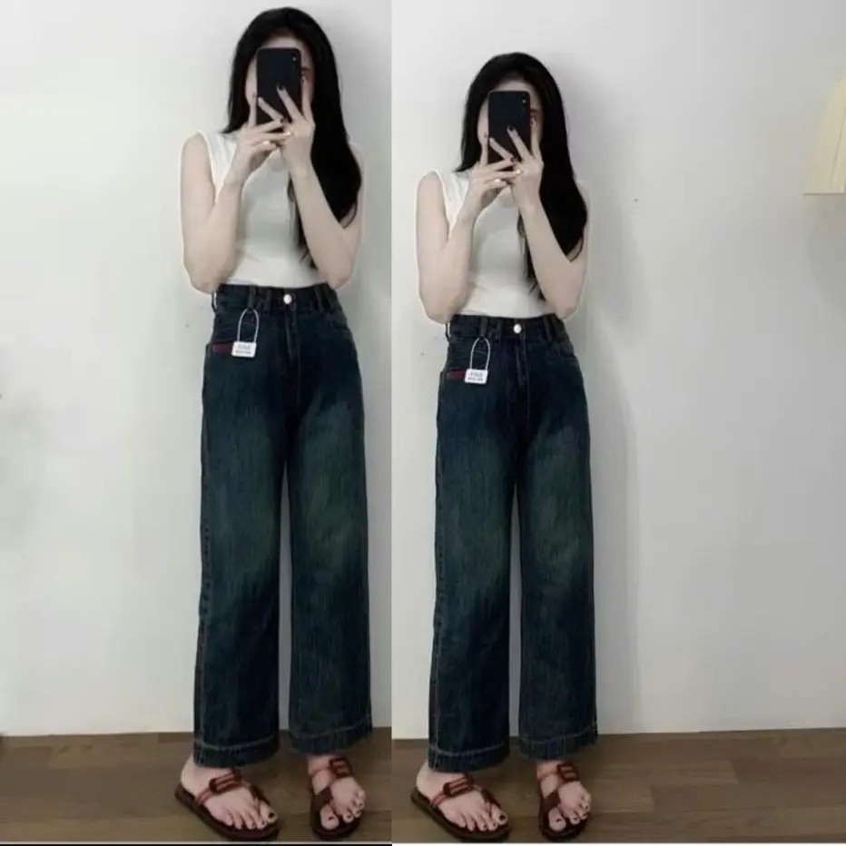 ￼[Loai Đẹp M005 ] Quần Bò Jeans Nữ Ống Đứng, Quần Bò Denim Ống Rộng Suông Cạp Cao Hách Dáng  Lưng Cao Women 005 | BigBuy360 - bigbuy360.vn