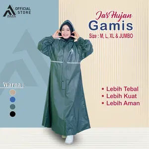 Jas Hujan Wanita Gamis Muslimah Premium by FAFA Original Anti Rembes Mantol Mantel Raincoat Jaz ujan cewek dewasa PVC tebal dan kuat elastis Syari