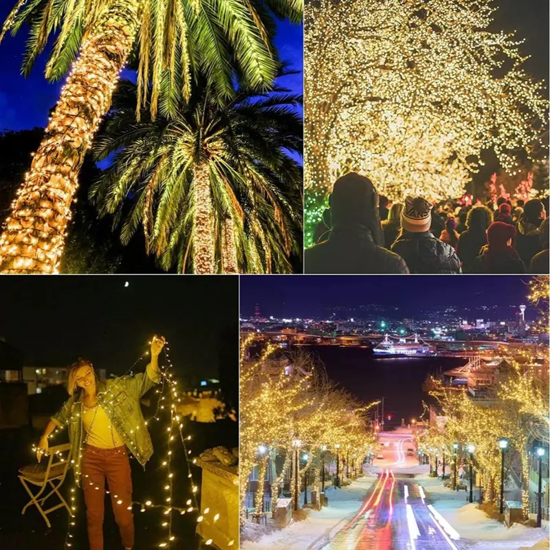 Solar Powered LED String Light, 32M 300LEDs Solar Holiday Lighting with 8 Lighting Modes, Outdoor Waterproof Decoration Light for Garden, Patio, Yard 5