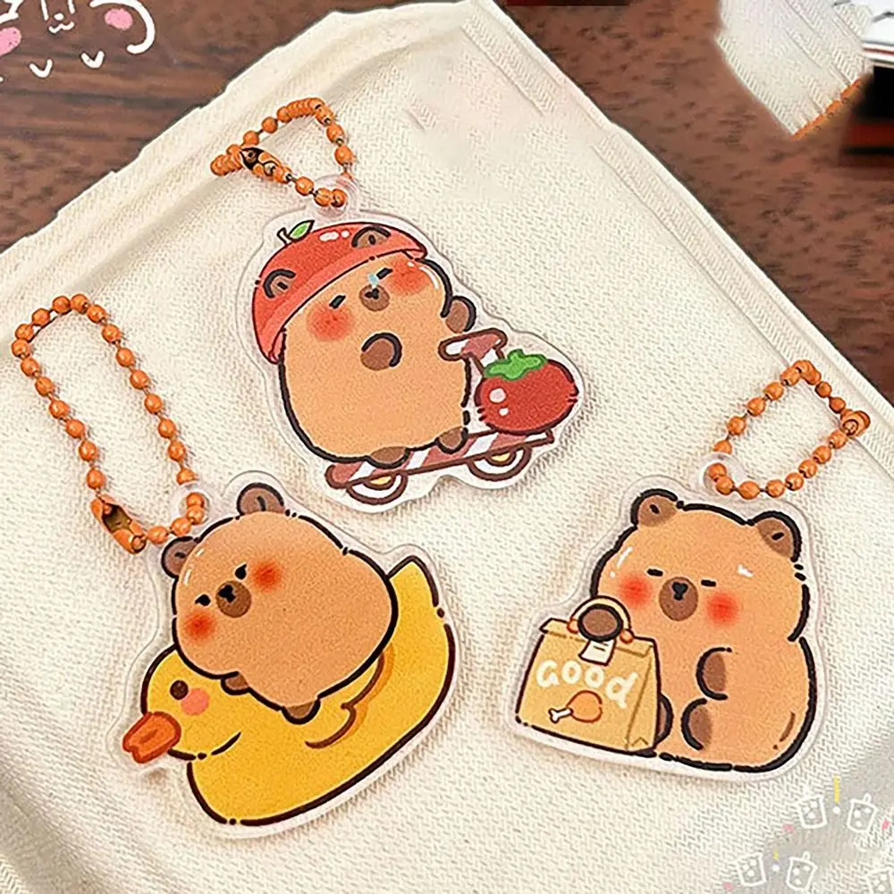 Cute Capybara Key Chain All-purpose Cartoon Bag Charm Decorations Acrylic Pendant Children