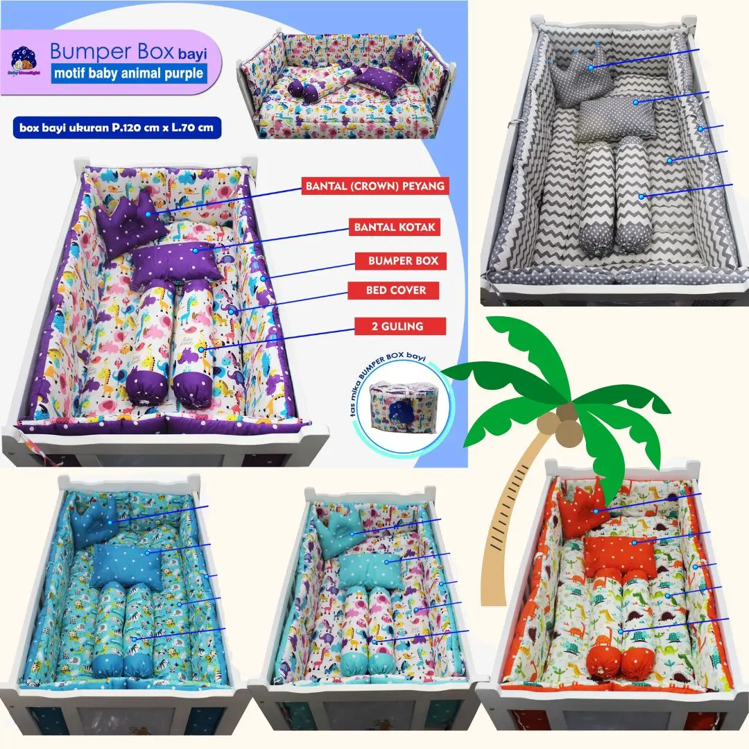 Promo..!! Bumper box bayi set / Pengaman ranjang  bayi Bed Bedrail