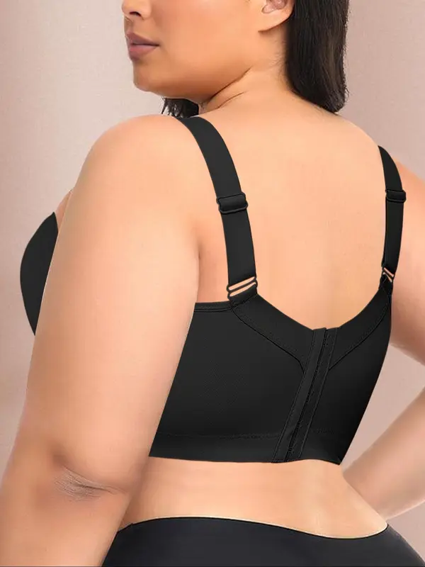 【Plus Size】 Solid Underwire Bra, Casual Basic Comfortable Curvy Breathable Full Coverage Bra for Daily Wear, Women's Plus Size Lingerie for All Seasons 5