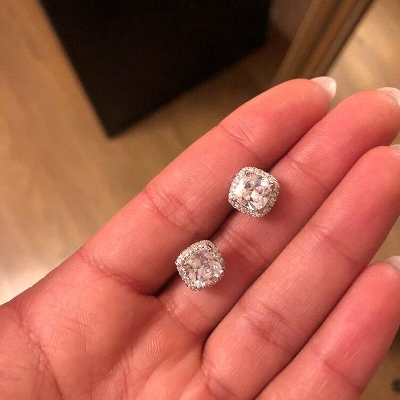 Product Introduction of Huitan Bright White/Yellow/Pink CZ Stud Earrings for Women Fashion Contracted Jewelry High Quality Wedding Engagement Earrings 12