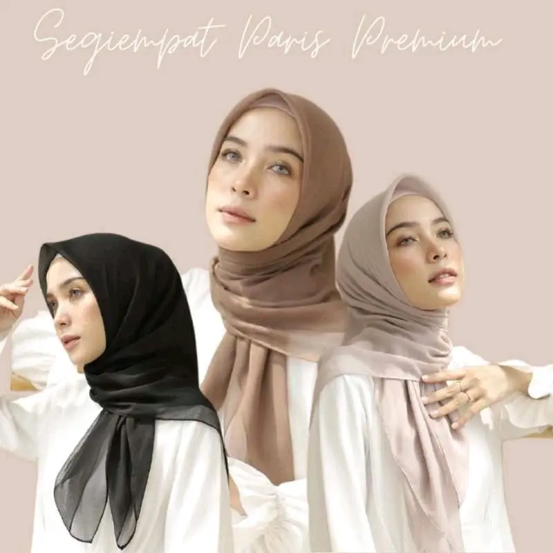 Hijab Square segiempat Voal Paris premium// segiempat tegak paripurna jahit tepi bahan voal  Tebal