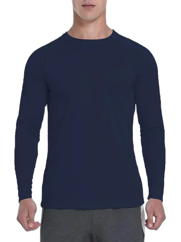 Men's Solid Sun Protection Tee, Casual Long Sleeve Quick Dry  Lime  T-shirt for Outdoor Sports, Breathable Comfortable Men's Sportswear for All Seasons 1