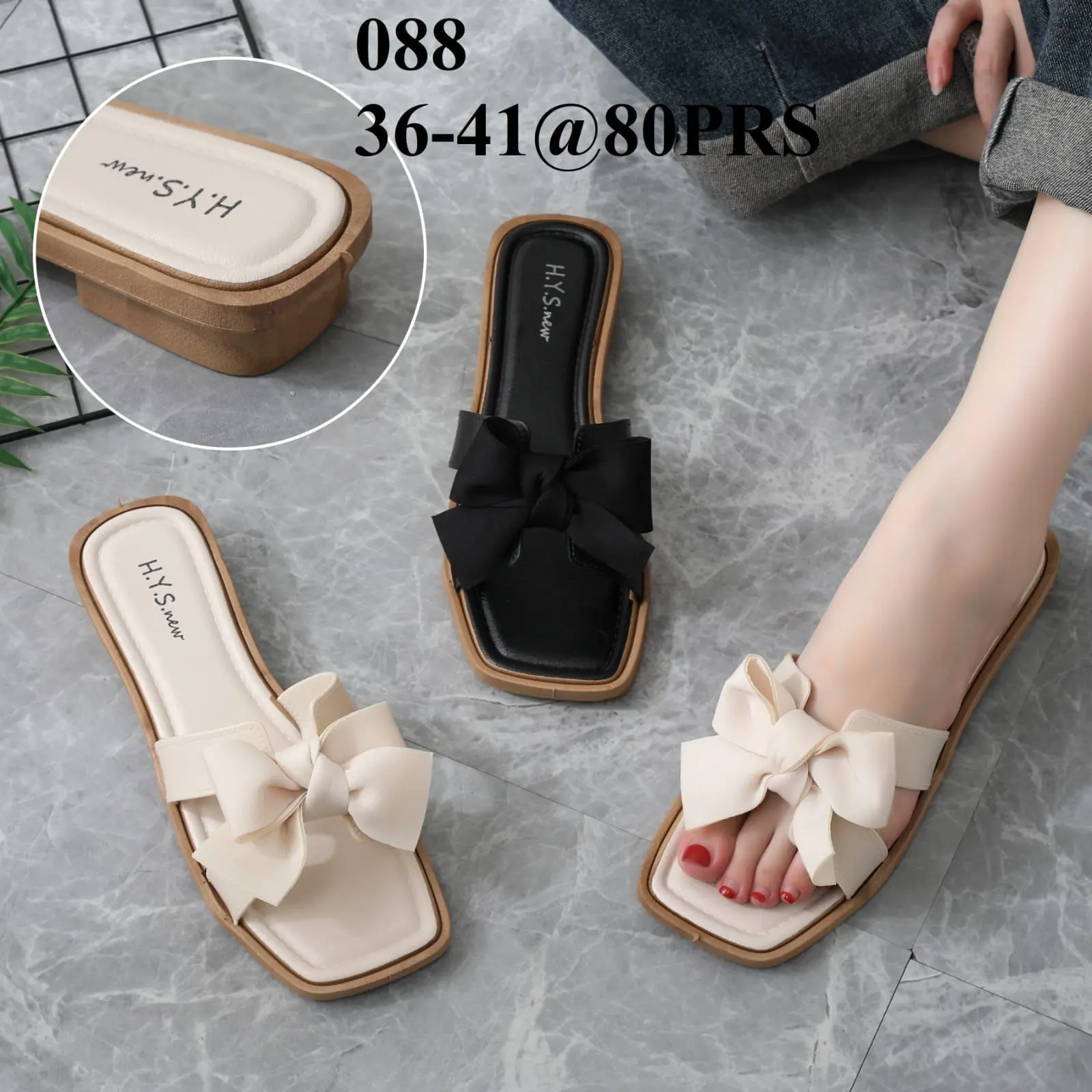 Sandal Wanita Terbaru 088 Sendal Perempuan Karet Jelly Import Motif Pita AntiSlip SDLWW
