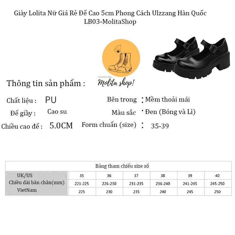Giày Lolita Đế Cao 5cm Giày Vintage Nữ Phong Cách Ulzzang Hàn Quốc Hottrend 2022(Giày Lolita Nữ) LB01-Molita 2
