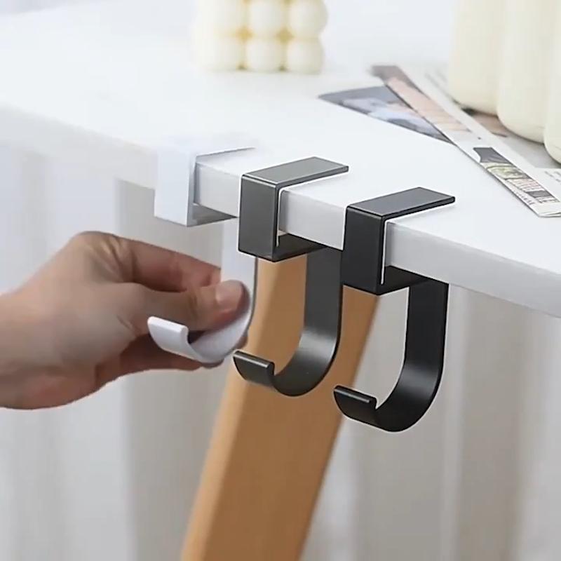 Table Side Bag Hook, 2 Counts Wall Mounted Bag Hook, Durable Removable Bag Hook, Home Organizer for Living Room Bedroom Office 6
