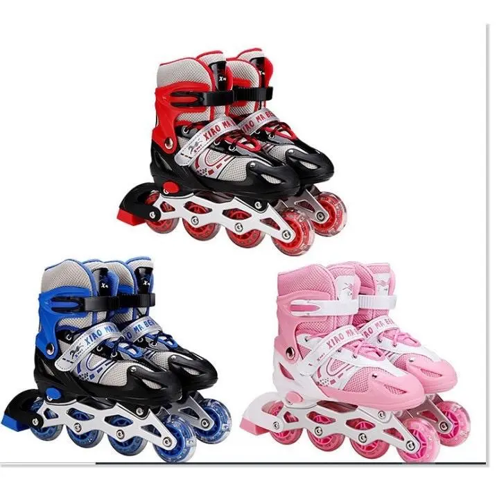 Giày trượt Patin 1 hàng, 2 hàng, 4 bánh phát sáng kèm đồ bảo hộ, Giày Patin Sport 3