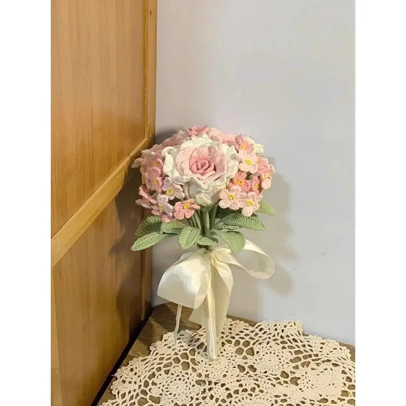 Bó Hoa Cô Dâu, Thủ Công Và Tự Làm, Đan Móc, Làm Bằng Len, Gói Vật Liệu, Quà Tặng Hoa Nhân Tạo Tự Làm, Thích Hợp Cho Bạn Thân Decor Decor Bàn Decor Phòng Trang Trí Nhà Để Bàn 4
