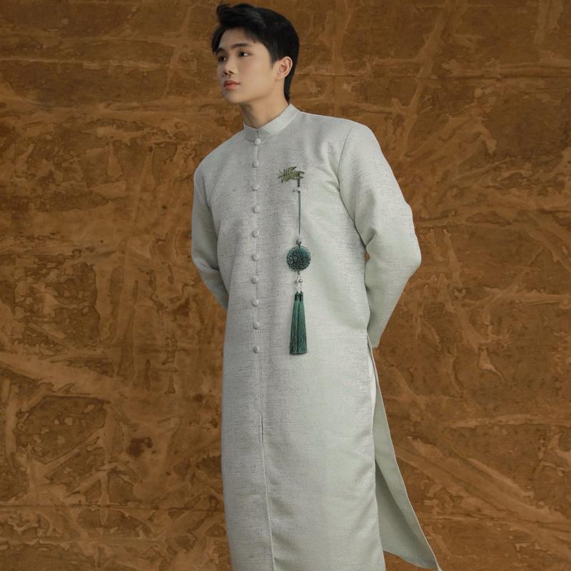 Áo dài cách tân cao cấp hạt nút KHÔNG KÈM QUẦN + NGỌC BỘI – Phong cách Tết 2025