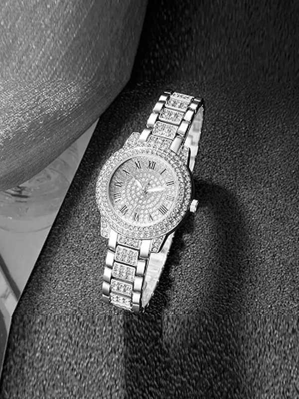 Women's Elegant Fashion Rhinestone Decorated Quartz Watch & Bracelet Set, Fashion Watch Set for Party, Daily Decor, Trendy All-match & Exquisite Watch Set for Gift 3