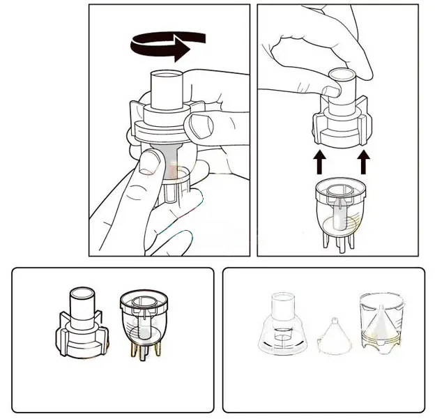 Bầu Xông Khí Dung | Cốc Đựng Thuốc | Có Thể Điều Chỉnh Độ Phun, Dùng Chung Cho Tất Cả Các Loại Máy Xông Mũi Họng 3