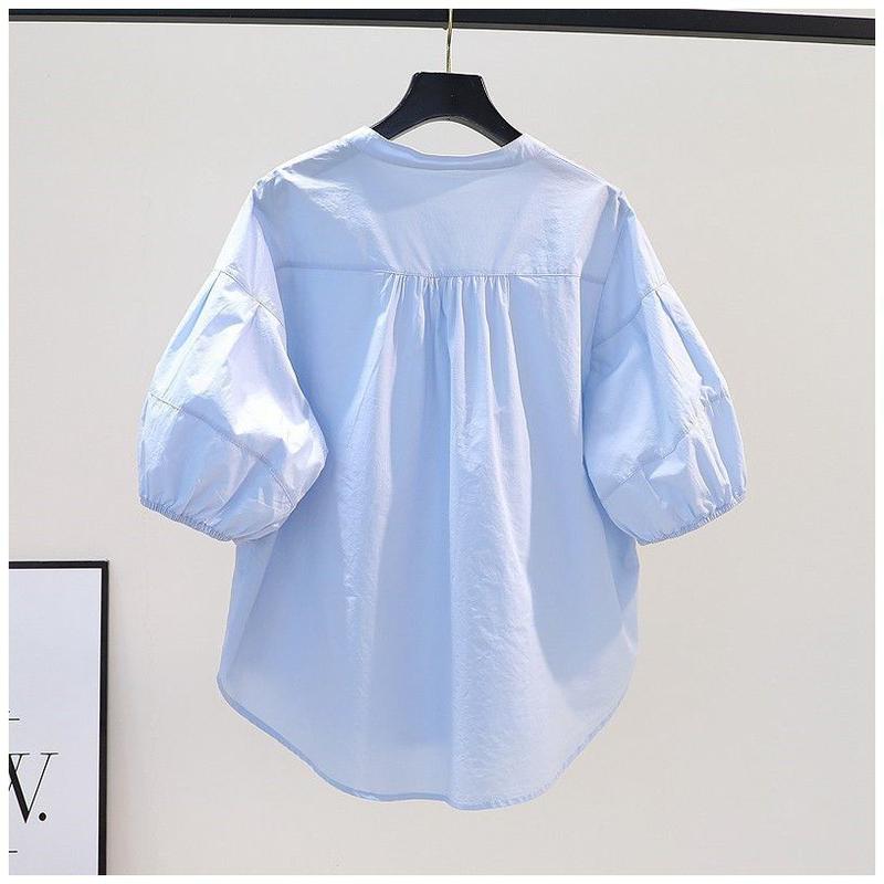 Product Introduction of Áo Sơ Mi Cho Nữ, Phong Cách Công Sở Thường Ngày Thiết Kế Trơn Tay Phồng, Thanh Lịch, Áo Thường Ngày Dáng Rộng Thời Trang Gấp Bất Đối Xứng Hàng Mới Về Mùa Hè, Phong Cách Thanh Lịch, 2024 22