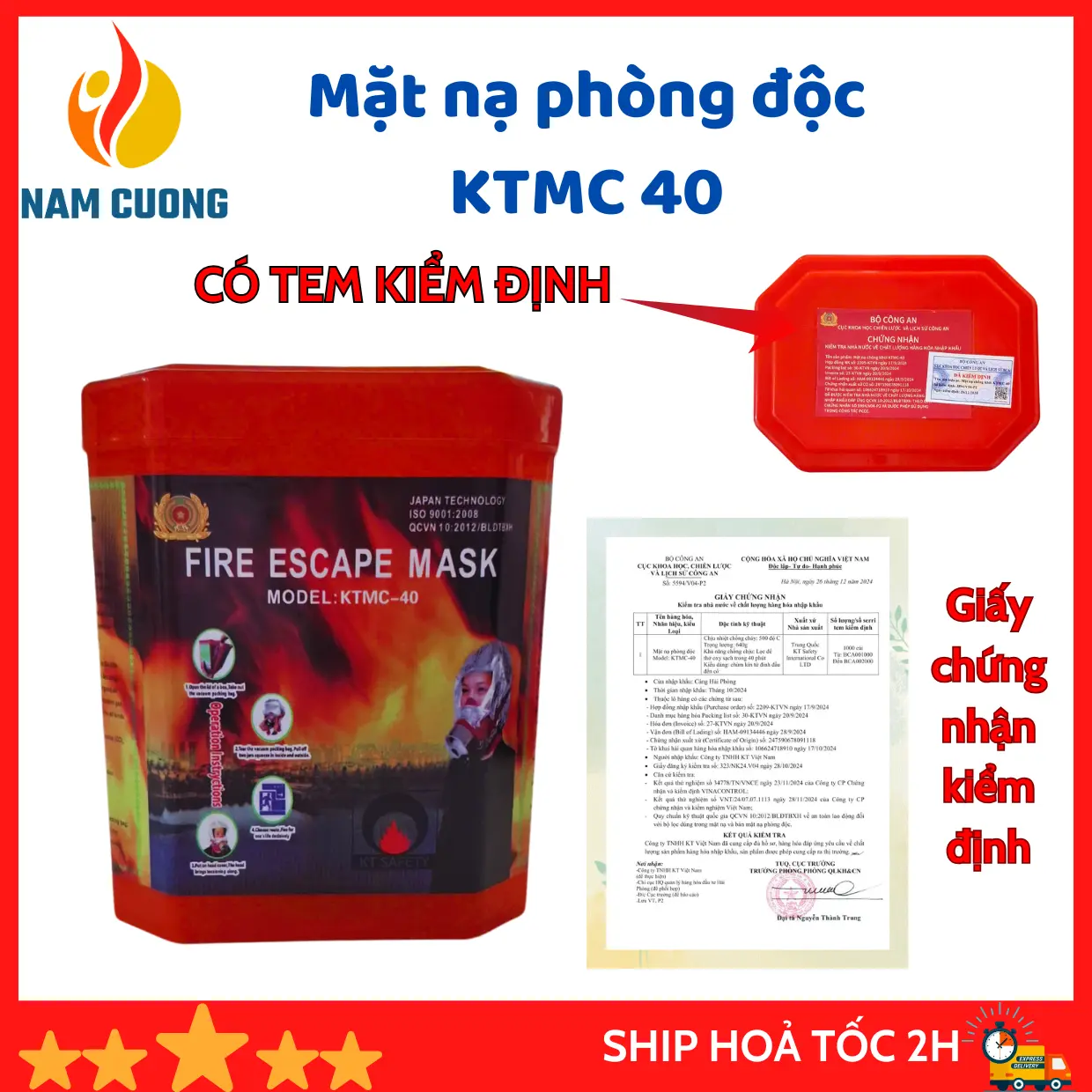 Mặt nạ chống khói CÓ TEM KIỂM ĐỊNH và khí độc PCCC dùng trong gia đình và văn phòng